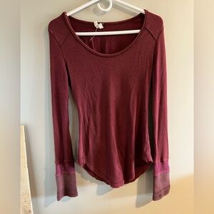 We The Free Long Sleeve Scoop Thermal Top - Wine